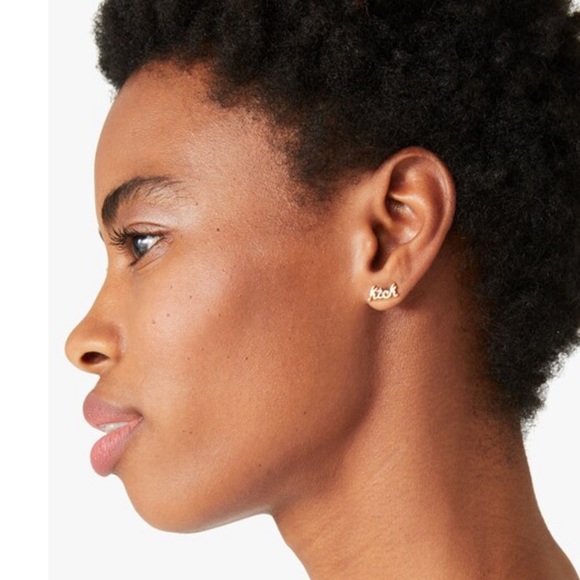 KATE SPADE • Gold Say Yes Sidekick Earrings Bridesmaid Mom Friend Love - Picture 2 of 5